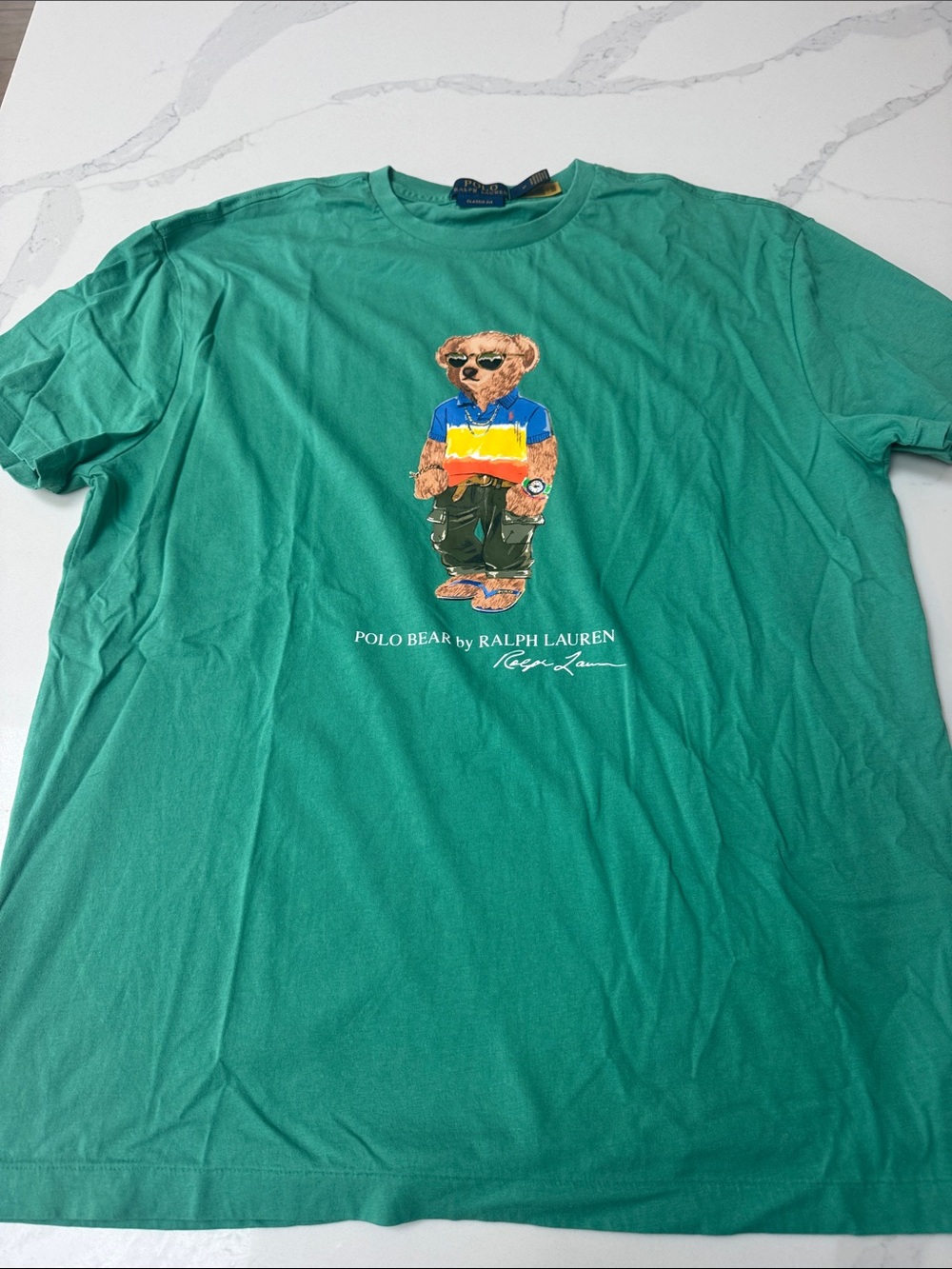 Ralph Lauren Green Polo Bear Graphic Tee